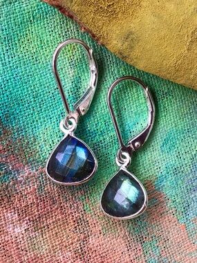 Natural Flashy Labradorite Sundance Charm Earrings Sterling Silver SALE